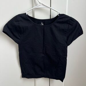 Free People Intimately Stretchy Cropped Short Sleeve T Shirt Tee Black Spandex